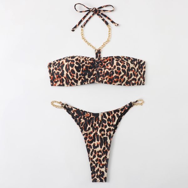 New Leopard Chain Bikini Sexy Swimsuit Ladies Strap Swimwear Bikini - Image 6