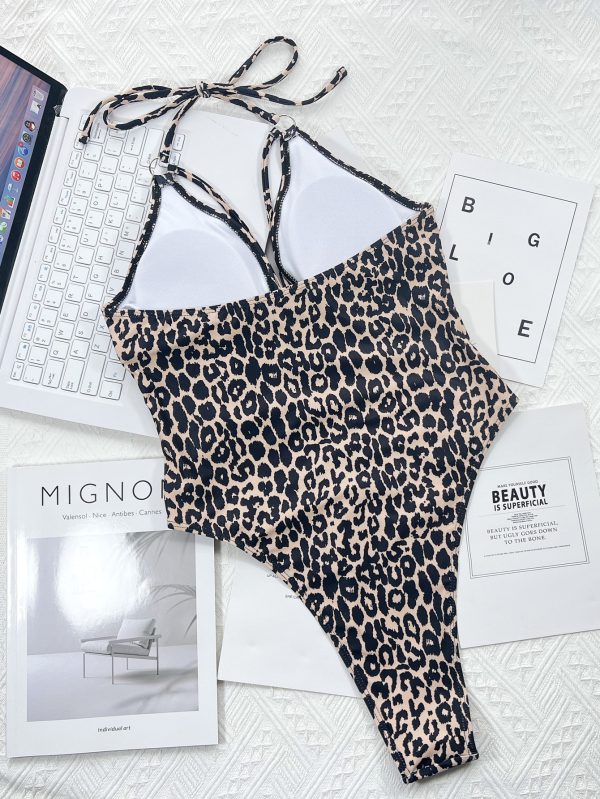 New One Piece Bikini Bikini Leopard Print Cutout Strap Swimsuit - Image 5