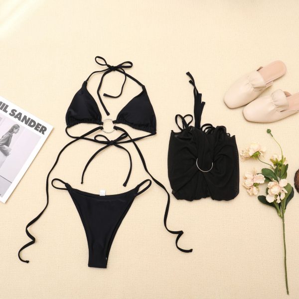 New Mesh Swimsuit Women's Black Bikini Swimwear Three Piece Bikini - Image 5