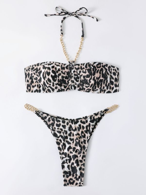 New Leopard Chain Bikini Sexy Swimsuit Ladies Strap Swimwear Bikini - Image 7